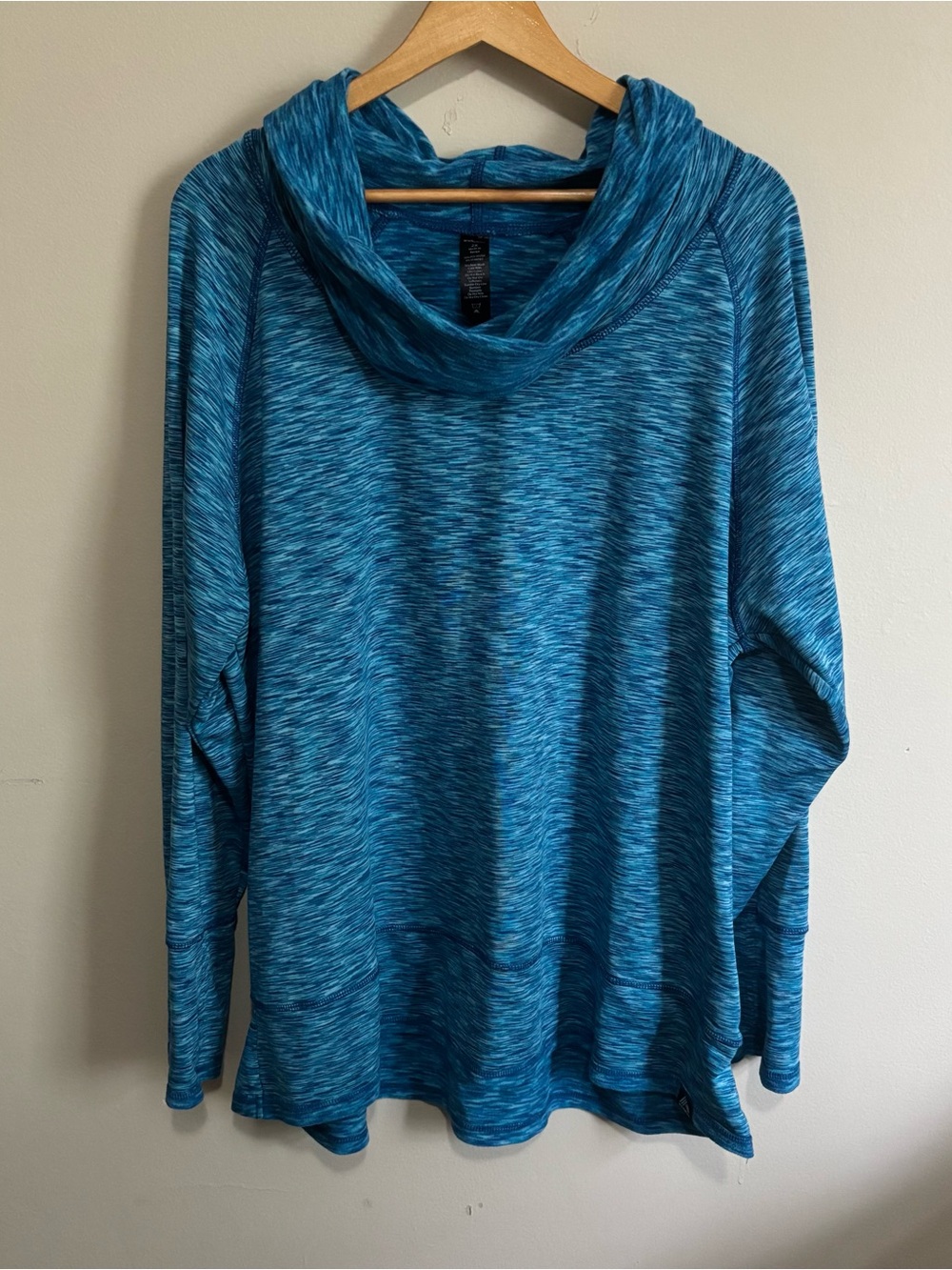 RBX 2XL Blue Marled Fleece Cowl Neck Athletic Pullover Sweatshirt